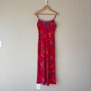 vintage 90s natori floral satin maxi dress